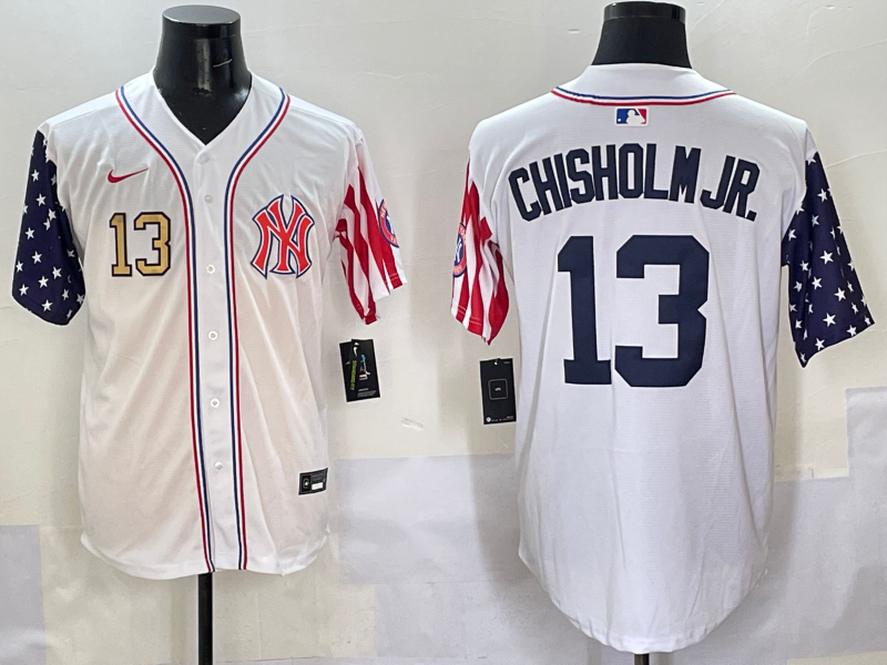 Men 2025  MLB New York Yankees #13 Chisholm Jr white jersey